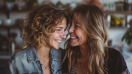 Poster - Two women standing side by side, suitable for various concepts
