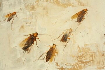 Wall Mural - Group of bugs painted on a wall, suitable for educational materials