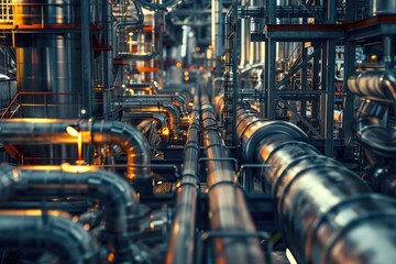 Poster - A large group of pipes in a factory. Suitable for industrial concepts
