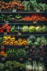 Poster - A variety of fresh vegetables displayed in a case. Perfect for food and nutrition concepts