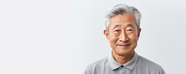 Ivory Background Happy asian man. Portrait of older mid aged person beautiful Smiling boy good mood Isolated on Background ethnic diversity equality acceptance concept with copyspace 