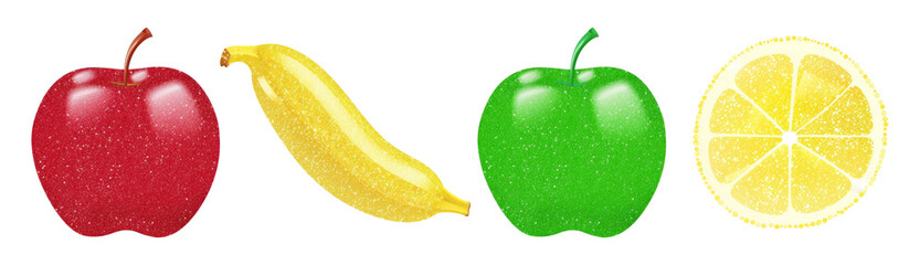 Canvas Print - Glitter fruit png on transparent background