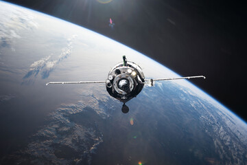Wall Mural - earth observation by satellite launched into space. elements of this image furnished by nasa.