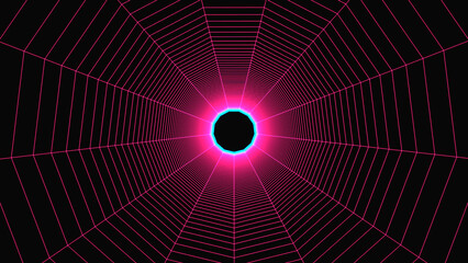 Poster - Kaleidoscope with snow flake on black background. Miracle shuriken kaleidoscopic rotating target