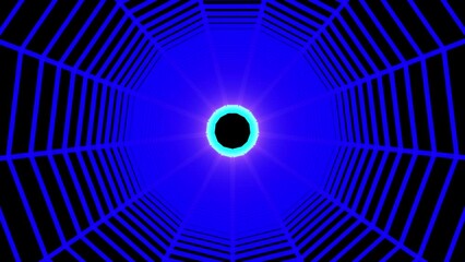 Poster - Abstract Colour sci-fi tunnel. Wormhole absorbs cyberspace. 3D portal. Vector uturistic fantasy funnel.