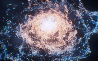 Wall Mural - fantastic dense flowing particles background, 3d rendering.