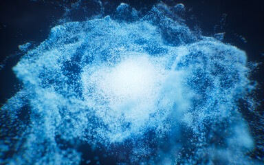 Wall Mural - fantastic dense flowing particles background, 3d rendering.
