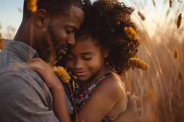 Blissful Moments: An African American Family Embracing Love