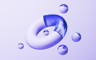 Abstract torus shape glass geometry, 3d rendering.