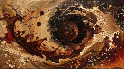 Abstract chocolate swirl with gold glitter for holiday or party designs
