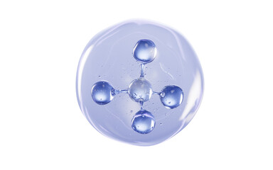 Sticker - Molecule and purple cosmetics liquid ball, 3d rendering.