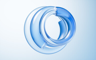 Poster - Transparent ring glass background, 3d rendering.
