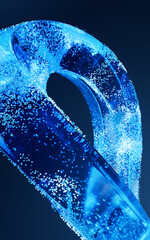 Poster - Glass geometry and flowing particles, 3d rendering.