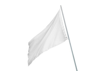 Aufkleber - A white flag waves in the wind. Transparent, isolated. Perfect for state or advertising flag mockup with clean texture