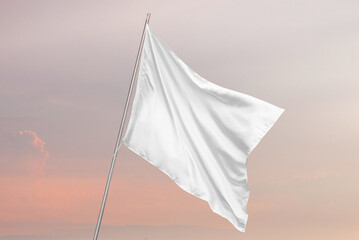 Aufkleber - Clean white flag mockup waving in the wind, ideal for national flag, advertising and presentation designs with clear texture