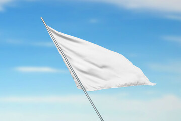 Aufkleber - White flag mockup fluttering in the wind, perfect for national flag or design, advertising with clean and simple texture