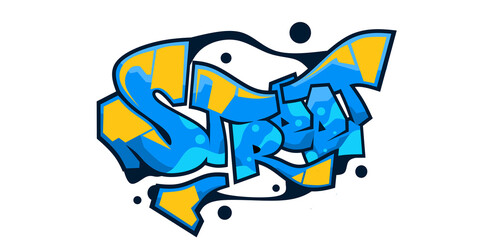 Wall Mural - Street word graffiti text font sticker illustration