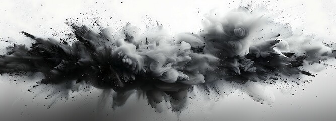 Poster - Black charcoal powder dust paint white explosion explode burst isolated splatter abstract