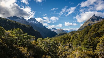 Wall Mural - Mountains and forest, Routeburn Track, South Island, New Zealand