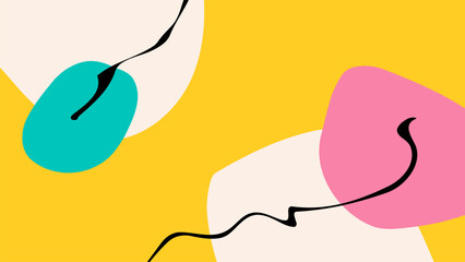 Aufkleber - Abstract background with various hand drawn dynamic shapes and black bent lines for creative graphic design. Vector illustration.