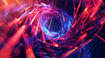 Wall Mural - abstract neon spiral with glowing particle effect background 