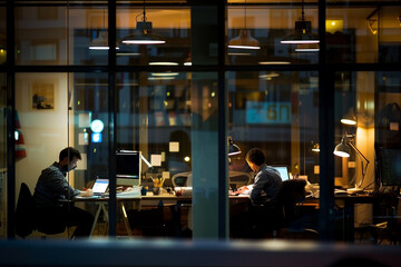 Wall Mural - Night workers are hardworking and conscientious.