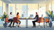 © DilSpace - Illustration of a diverse group of professionals working in a modern office environment. Ideal for teamwork, cooperation, or collaboration concepts.