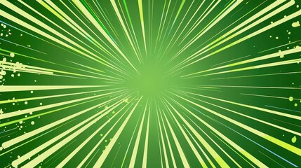 Wall Mural - empty green comic style zoom lines background, Abstract background with radial, radiating lines ,retro comic green rays background raster gradient halftone, green sunburst background
