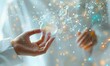 © gmm2000 - scientist uses forefinger to touch a floating holographic review generative ai  art