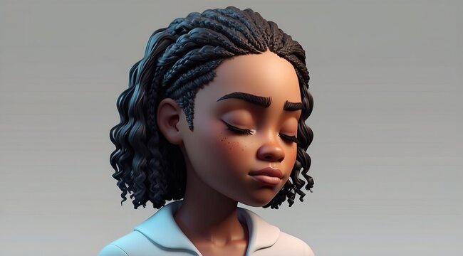 sad upset disappointed depressed black woman cartoon character
