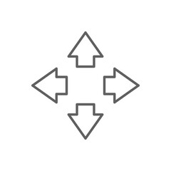 Poster - Four arrows icon. Simple outline style. Arrow, direction, square, road, traffic, option, pathway, way concept. Thin line symbol. Vector illustration isolated. Editable stroke.