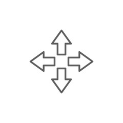 Poster - Four arrows icon. Simple outline style. Arrow, direction, square, road, traffic, option, pathway, way concept. Thin line symbol. Vector illustration isolated. Editable stroke.