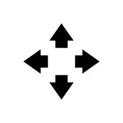 Poster - Four arrows icon. Simple solid style. Arrow, direction, square, road, traffic, option, pathway, way concept. Black silhouette, glyph symbol. Vector illustration isolated.