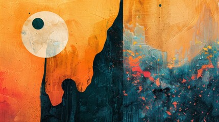 Wall Mural - an abstract afterlife theme, with a background that features bright, ethereal shapes on one side and