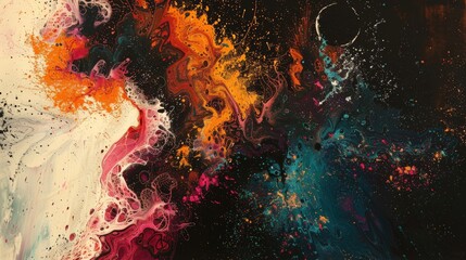 Wall Mural - an abstract exploration of the duality of existence, with a background that features bright, lively 