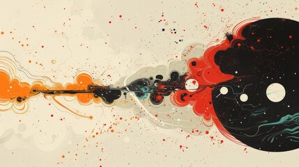 Wall Mural - a minimalist depiction of existential contrast, with half the background filled with bright, energet