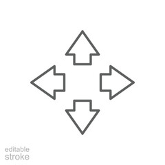Poster - Four arrows icon. Simple outline style. Arrow, direction, square, road, traffic, option, pathway, way concept. Thin line symbol. Vector illustration isolated. Editable stroke.