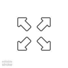 Poster - Four arrows icon. Simple outline style. Arrow, direction, square, road, traffic, option, pathway, way concept. Thin line symbol. Vector illustration isolated. Editable stroke.