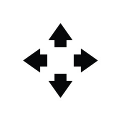 Poster - Four arrows icon. Simple solid style. Arrow, direction, square, road, traffic, option, pathway, way concept. Black silhouette, glyph symbol. Vector illustration isolated.