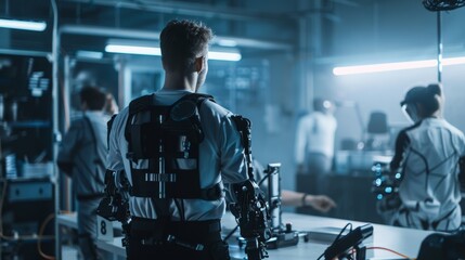 Poster - Powered armor suit designed to help hardworking people and disabled people comes to life in Robotics Technology Development Laboratory.