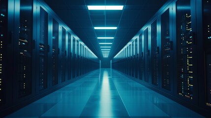Poster - It's Empty At The Data Center: IT Specialists Have Left After The Shift. Server Farm Cloud Computing Facility. System Administration Department. Data Protection Engineering Network.
