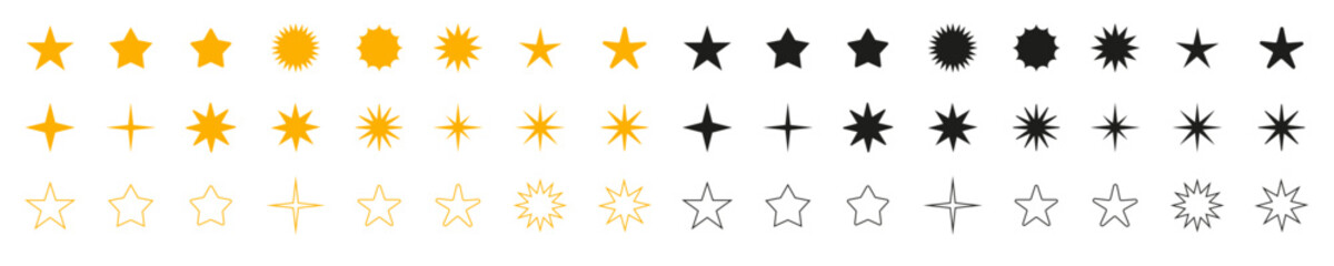 star icon. shining star set. isolated stars on white background.