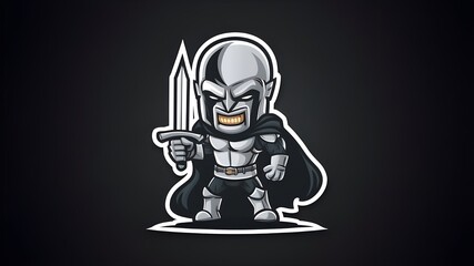 Wall Mural - Medieval Dark Knight Mascot Illustration