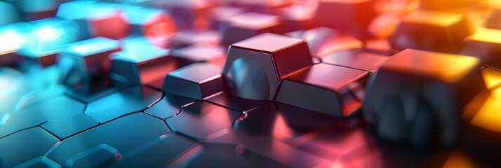 Poster - colorful background with many different colored cubes