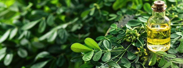 Wall Mural - Moringa essential oil. Selective focus