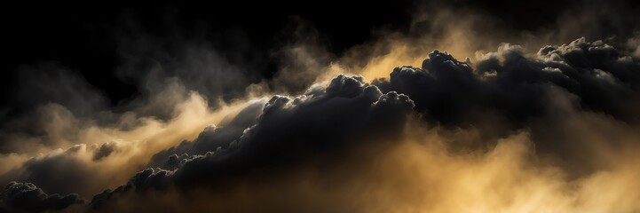 gold fog on plain black dark background from Generative AI