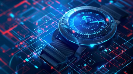 Poster - Modern illustration of smart watch. Modern illustration of cloud storage.