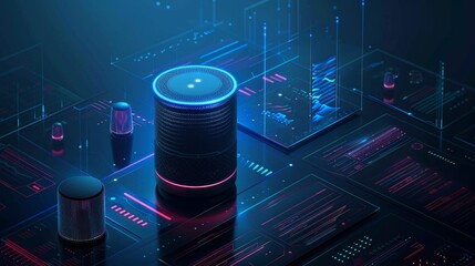 Poster - VECTOR is a future concept that recognizes voice commands and manages smart devices. You can control your smart home via voice commands.