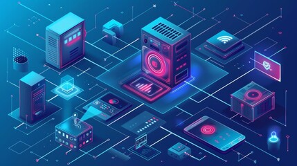 Poster - Internet of things systems control, mobile apps for monitoring appliances and security systems, and automation remote control of electronic devices.
