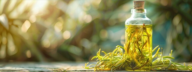 Poster - salicornia essential oil. Selective focus